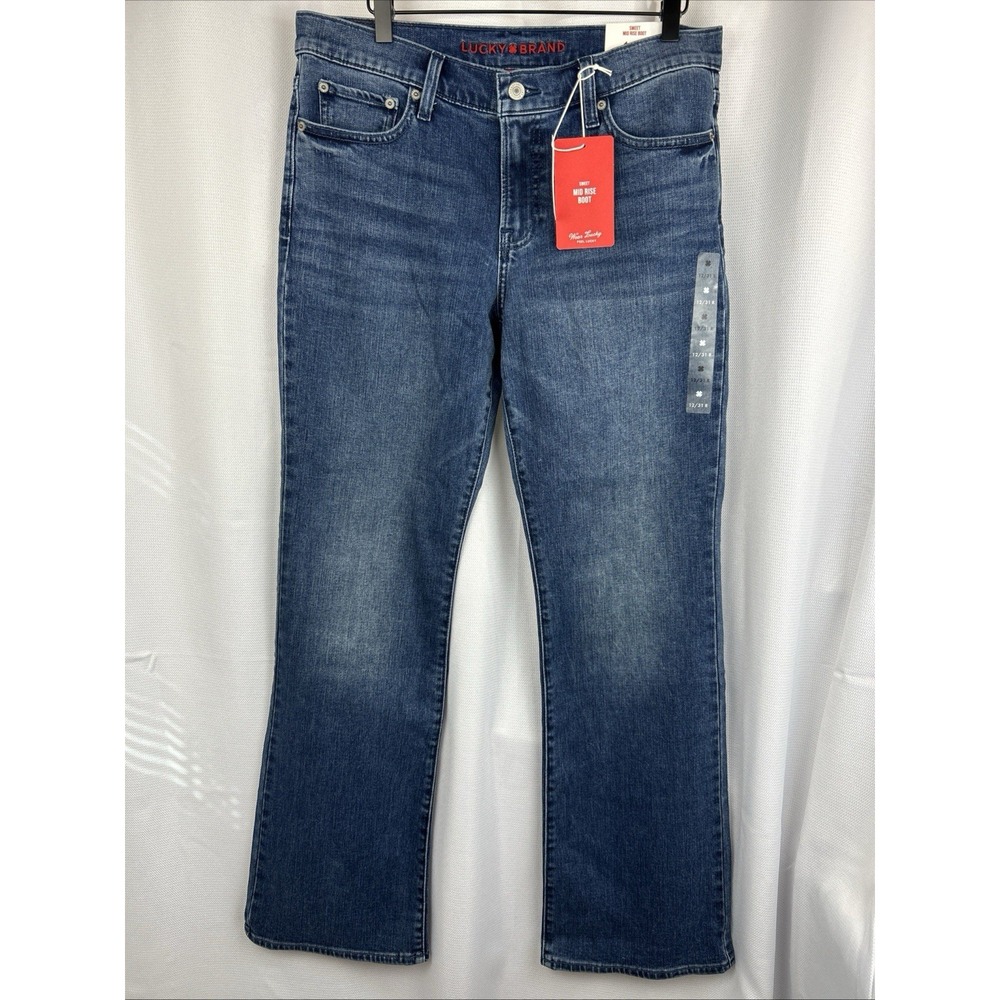 Lucky Brand Sweet Mid Rise Bootcut Stretch Jeans 12 Medium Wash NWT MSRP $119